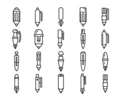 ícones de linha de caneta e lápis vetor