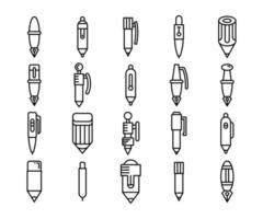 artigos de papelaria e ícones de ferramentas de escrita vetor
