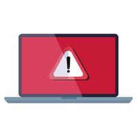 laptop com ícone de notificação de aviso vetor