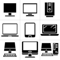 conjunto de ícones de laptop, pc e smartphone vetor