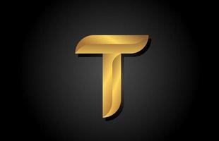 design de ícone do logotipo da letra do alfabeto dourado t. modelo de empresa para negócios de luxo vetor