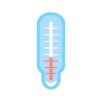 termômetro médico isolado no ícone azul plano branco equipamento de meteorologia escala de temperatura doença da gripe vetor