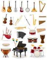 instrumentos musicais definir ilustração em vetor de estoque de ícones