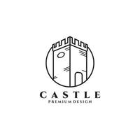 design de ilustração vetorial de logotipo de castelo, ícone de castelo simples de arte de linha vetor