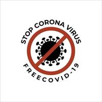 pare o design de ilustração vetorial do logotipo do vírus corona, logotipo do pôster livre covid-19 vetor