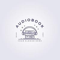 podcast de audiolivro logotipo de aprendizado on-line design de ilustração vetorial linha de arte logotipo plano criativo vetor