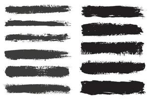 conjunto de pincéis de pintura grunge preto. vetor