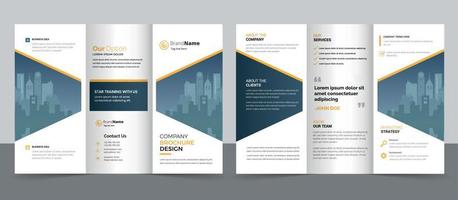 design de modelo de folheto panfleto com três dobras de negócios corporativos criativos. vetor