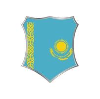 bandeira do cazaquistão com moldura de prata vetor