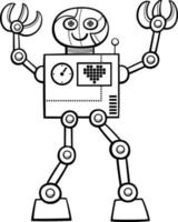 página de livro de colorir de personagem de fantasia de robô engraçado dos desenhos animados vetor