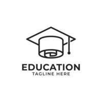 ícone de chapéu de formatura de estudante universitário de rolo de papel para design de logotipo de educação vetor