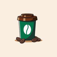 xícara de café com ilustração de grãos de café