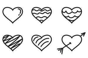 coleção de ícones de coração desenhados à mão vetor