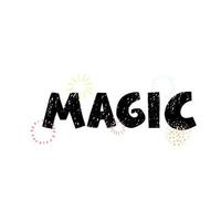 magia - divertido cartão de grade desenhado à mão com letras vetor