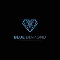 diamante azul, design de logotipo de ícone de vetor de flor