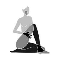 ilustração em preto e branco da silhueta nua do corpo da mulher vetor