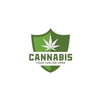inspirações de vetor de design de logotipo de escudo de cannabis