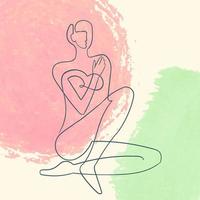 ilustração de contorno do corpo da mulher em fundo floral vetor