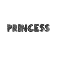 princesa - divertido pôster de berçário desenhado à mão com letras vetor