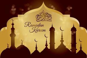 ramadhan kareem significa ramadhan sagrado com fundo de bênção com mesquita vetor