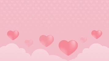 fundo de cor rosa suave, símbolos vetoriais de amor para mulheres felizes, mães, dia dos namorados, design de cartão de aniversário com espaço de cópia vetor