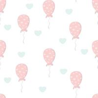 bonitos balões rosa suaves com corações. padrão minimalista para dia dos namorados. vetor