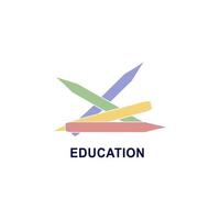 modelo de design de logotipo de educação simples. ícone de lápis emblema para ilustração vetorial de cursos, classes e escolas. educação online, empresa de negócios, biblioteca, papelaria e conceito de aprendizagem. vetor