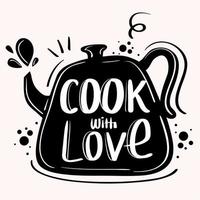 cozinhar com rótulo de amor vetor