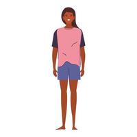 garota afro vestindo roupa de dormir vetor