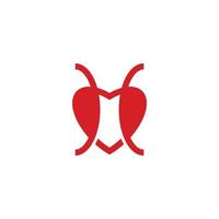 amor vermelho ou design de logotipo de formiga de coração vetor