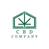 design de logotipo de casa verde cbd vetor