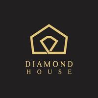 design de logotipo de linha de casa de diamante vetor
