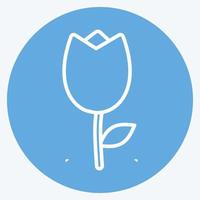 ícone de tulipa no estilo moderno de olhos azuis isolado em fundo azul suave vetor