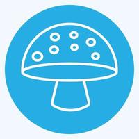 ícone de cogumelo único no estilo moderno de olhos azuis isolado em fundo azul suave vetor