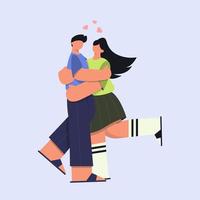 feliz casal jovem abraçando um ao outro, relacionamento, amor, ilustração do conceito de romance vetor