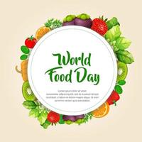 quadro do dia mundial da comida com forma de círculo. fundo do dia mundial da comida vetor