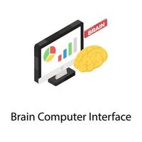 interface de computador cérebro vetor