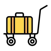 design plano do ícone do carrinho de bagagem vetor
