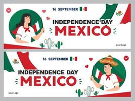 ilustração do dia da independência mexicana, cartaz de 16 de setembro para segundo plano. viva México vetor