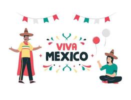 ilustração do dia da independência mexicana, cartaz de 16 de setembro para segundo plano. viva México vetor