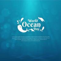 design do dia mundial dos oceanos com oceano subaquático, golfinho, baleia e tartaruga. evento do dia mundial dos oceanos vetor