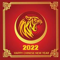 ano novo chinês 2022 com fundo vermelho vetor