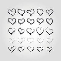 coleção de ícones de coração ilustrados. mão desenhar conjunto de ícones de coração, vetor