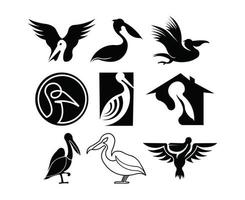 vetor de ícone de pelicano, conceito de logotipo de pelicano, logotipo de inspiração de flamingo