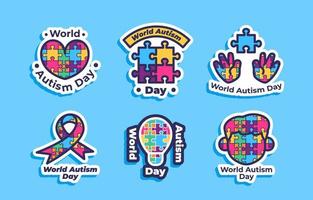 coleção de adesivos do dia mundial do autismo vetor