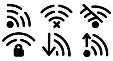 wi-fi definir ícones ondas de conexão planas e sem fio, conjunto de diferentes ícones sem fio e wi-fi para design vetor