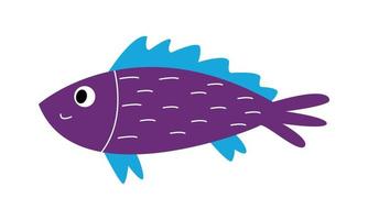 ilustração de peixe roxo em estilo cartoon engraçado vetor