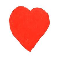 ilustração de forma de coração desenhada com pastéis de giz de cor vermelha vetor
