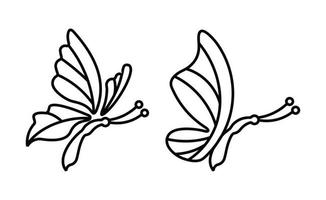 conjunto de linhas de ícones de borboletas, bela natureza voadora de insetos borboletas exóticas conjunto de logotipos de ícones vetor