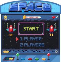 interface de jogo de espaço de pixel de arcade retrô vetor